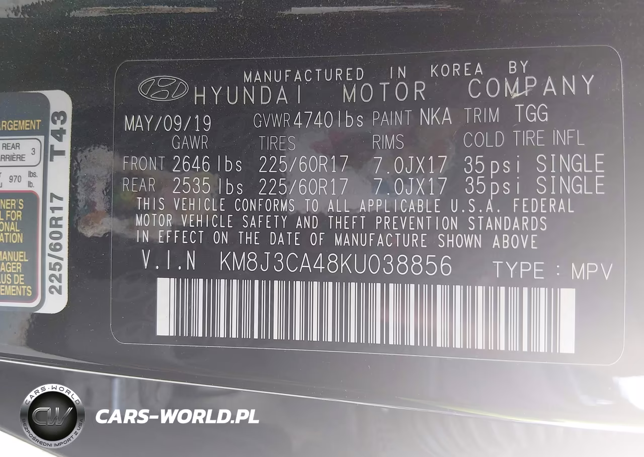 2019 Hyundai Tucson Value VIN:KM8J3CA48KU038856 - 9