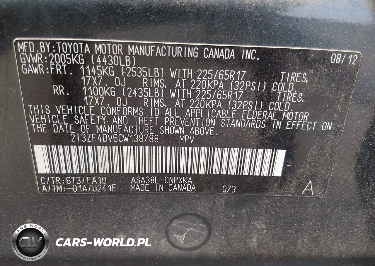 2012 Toyota Rav4 VIN:2T3ZF4DV6CW138788 - 9