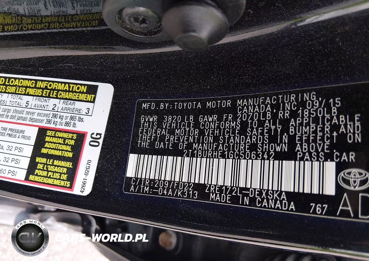 2016 Toyota Corolla S VIN:2T1BURHE1GC506342 - 9