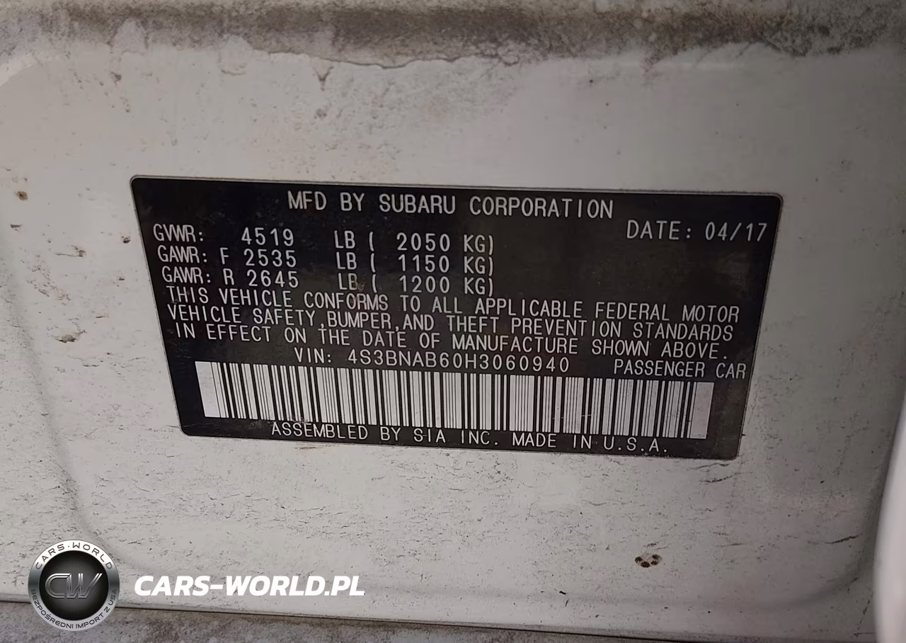 2017 Subaru Legacy 2.5I VIN:4S3BNAB60H3060940 - 9