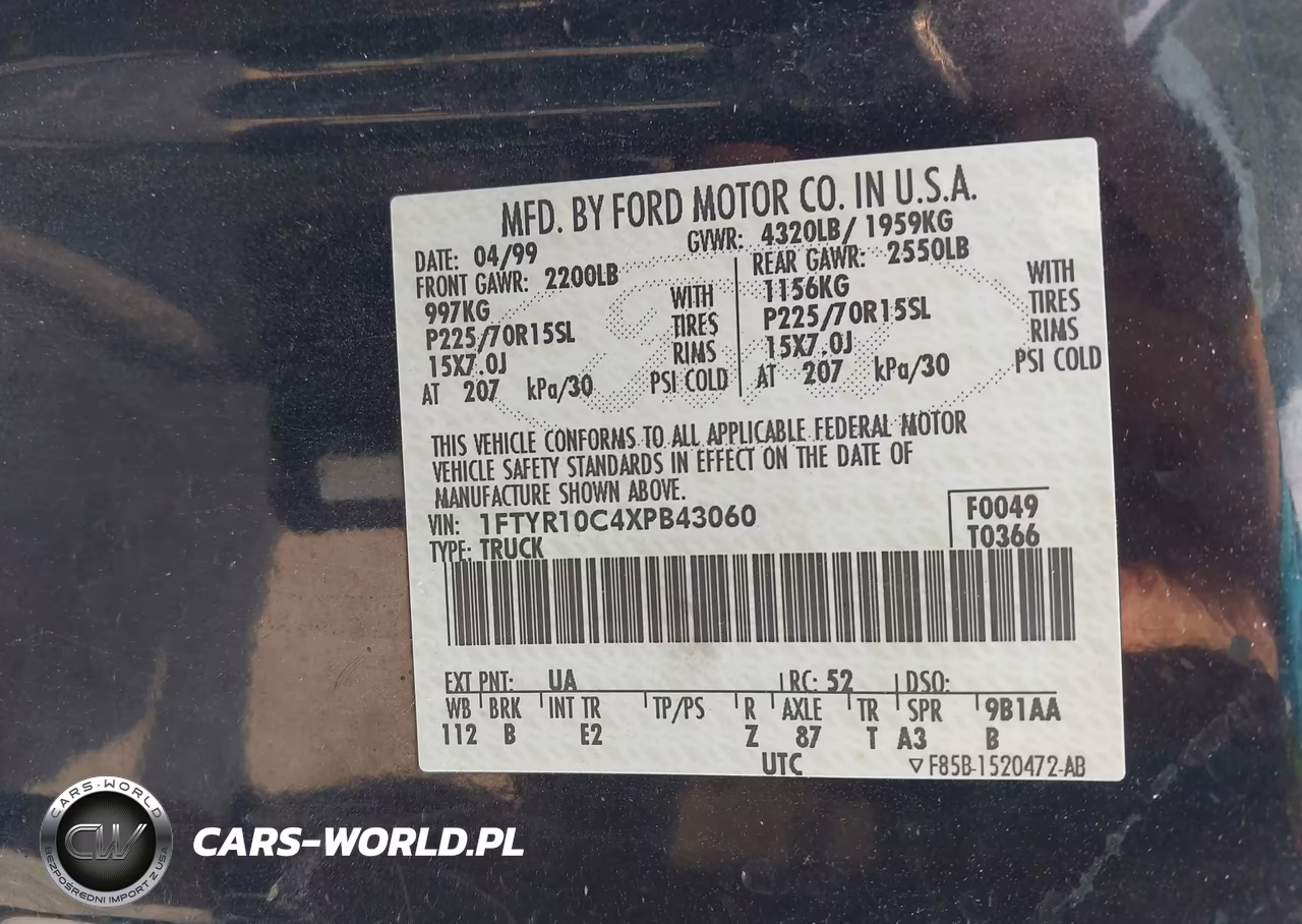 1999 Ford Ranger Xl-Xlt VIN:1FTYR10C4XPB43060 - 9