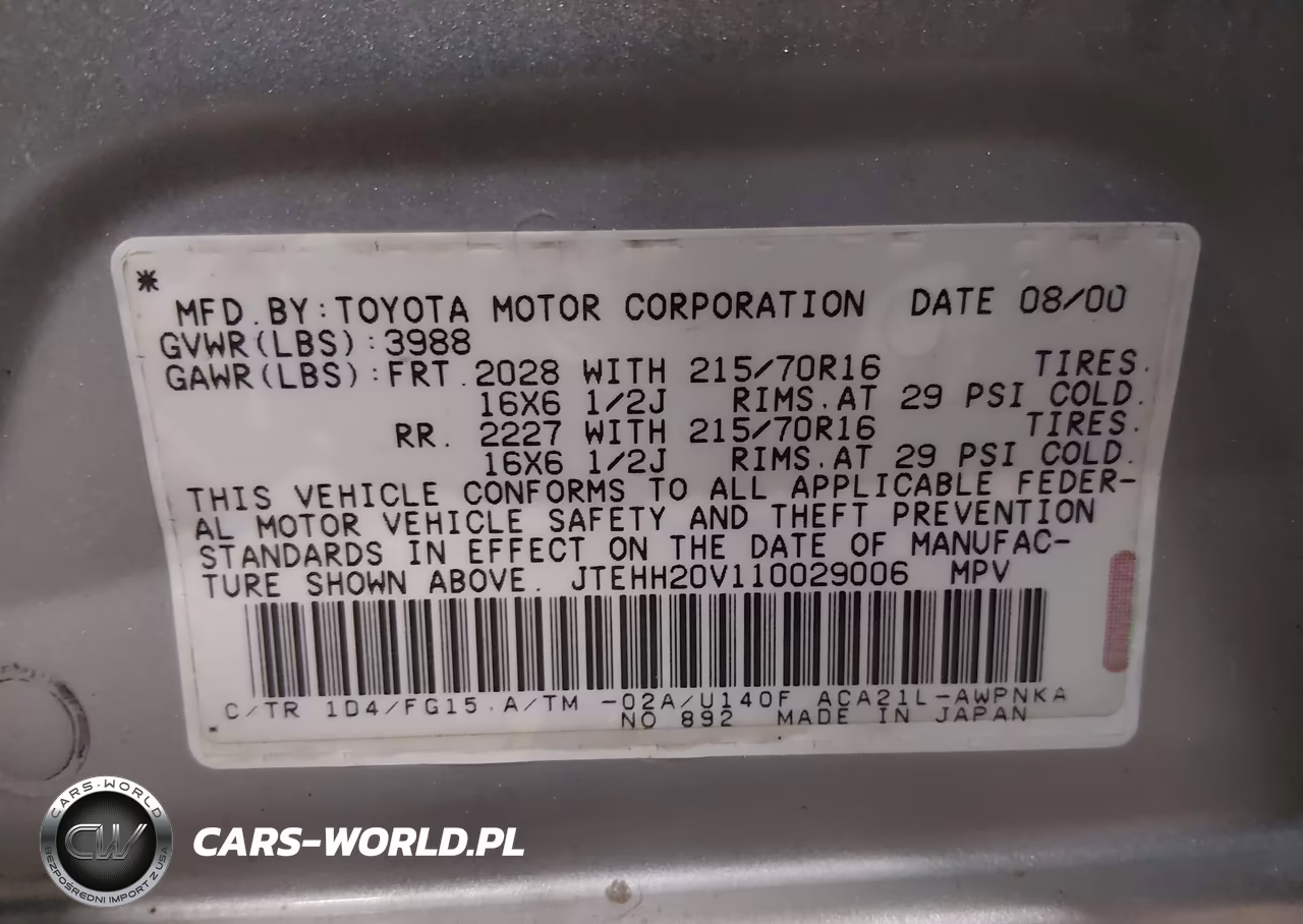 2001 Toyota Rav4 VIN:JTEHH20V110029006 - 9