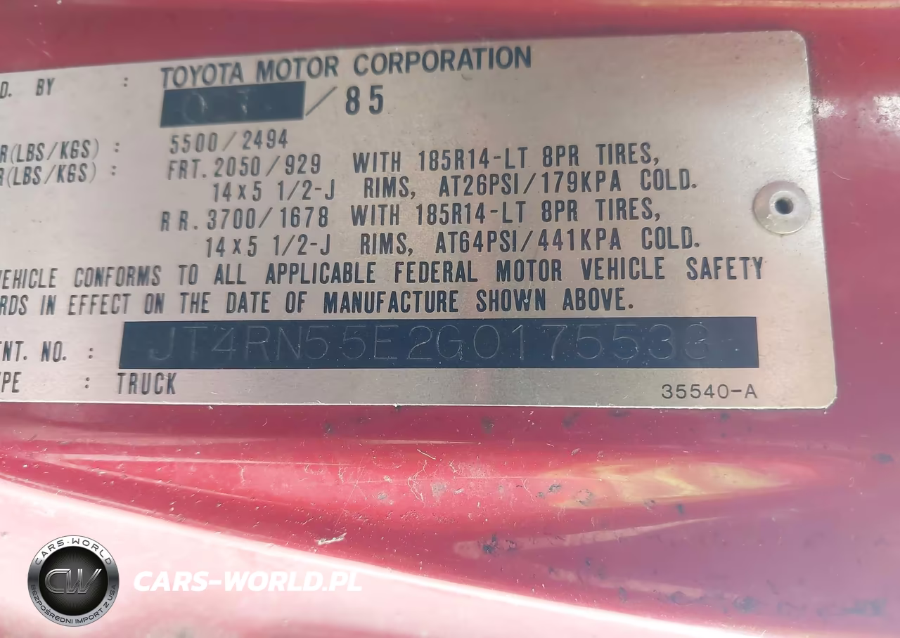 1986 Toyota Pickup 1 Ton Long Bed Rn55 VIN:JT4RN55E2G0175533 - 9