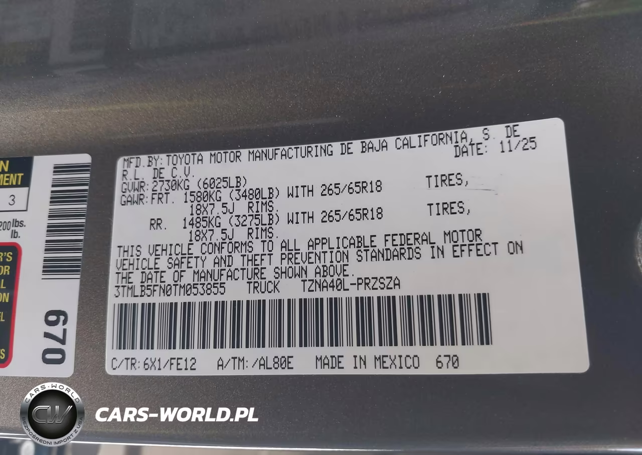 2026 Toyota Tacoma Trd Sport VIN:3TMLB5FN0TM053855 - 9