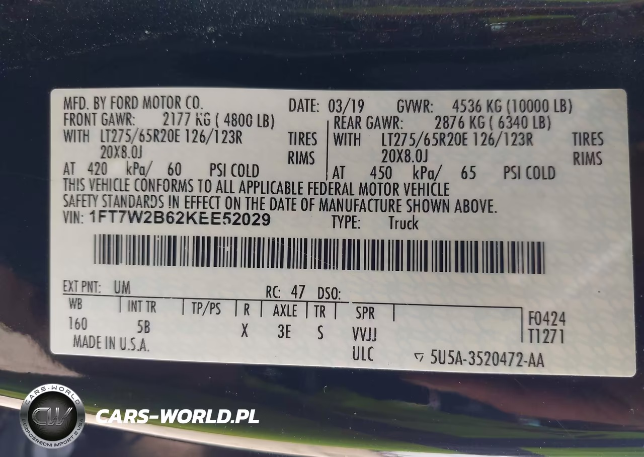 2019 Ford F250 Super Duty VIN:1FT7W2B62KEE52029 - 9