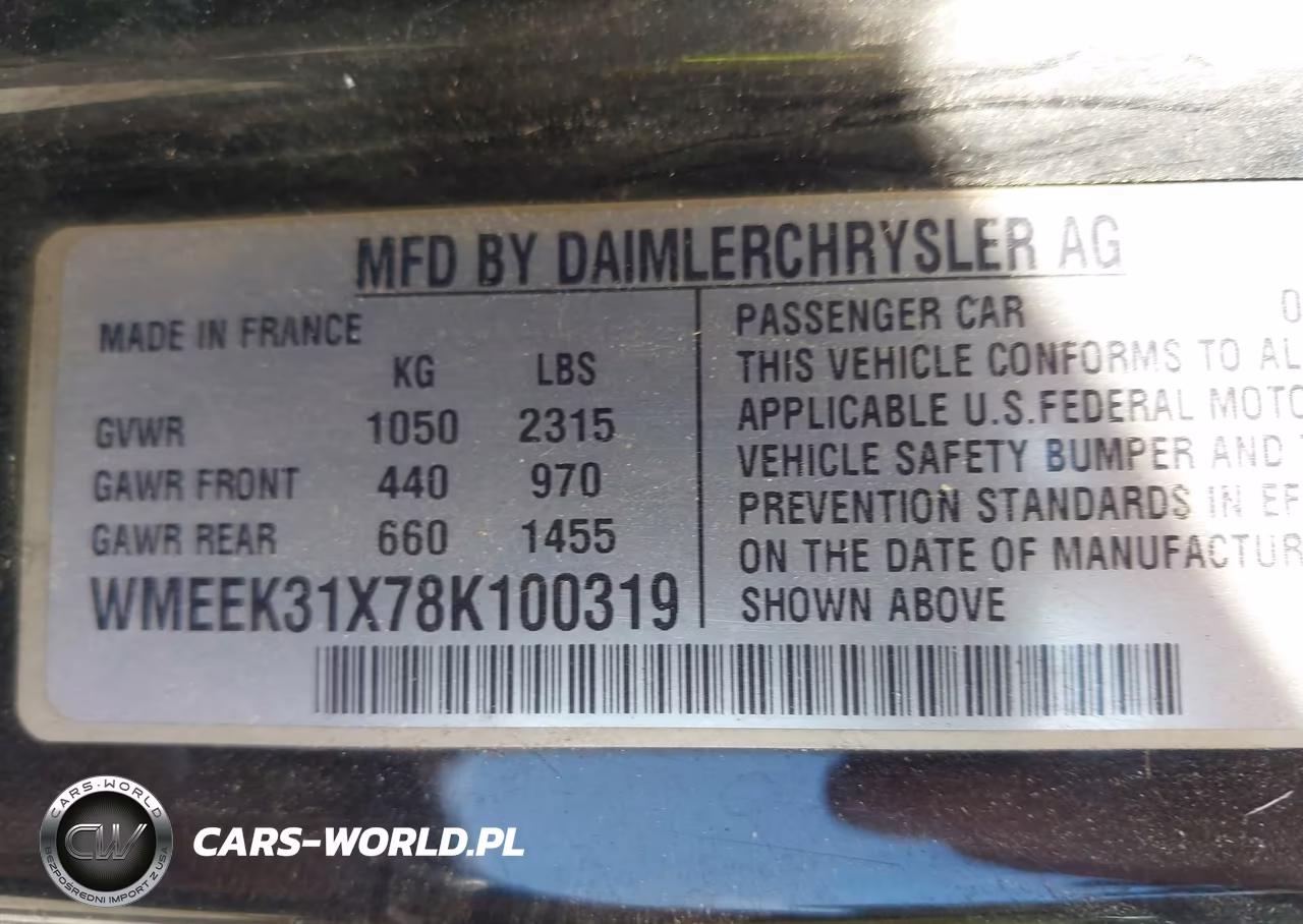 2008 Smart Fortwo Passion VIN:WMEEK31X78K100319 - 9