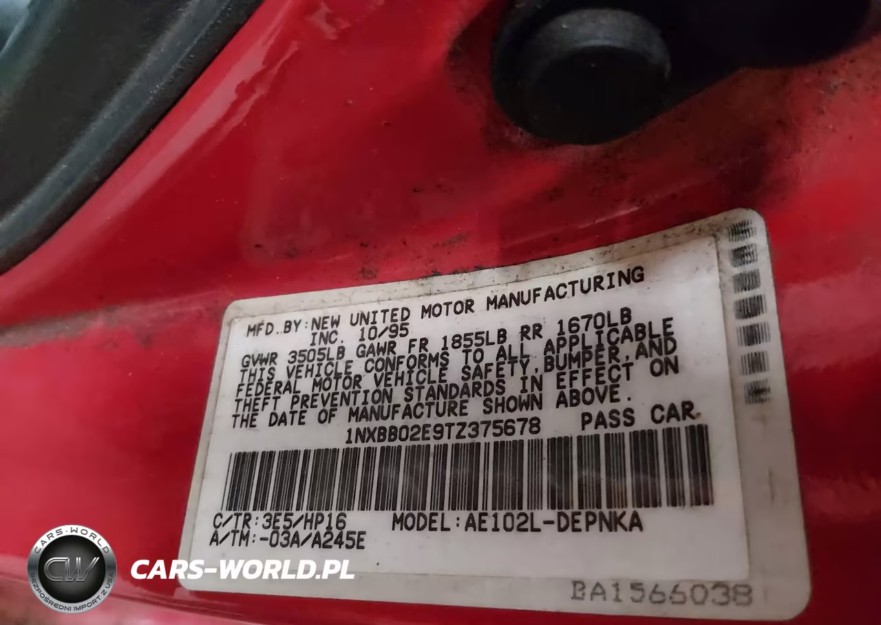 1996 Toyota Corolla Dx VIN:1NXBB02E9TZ375678 - 9