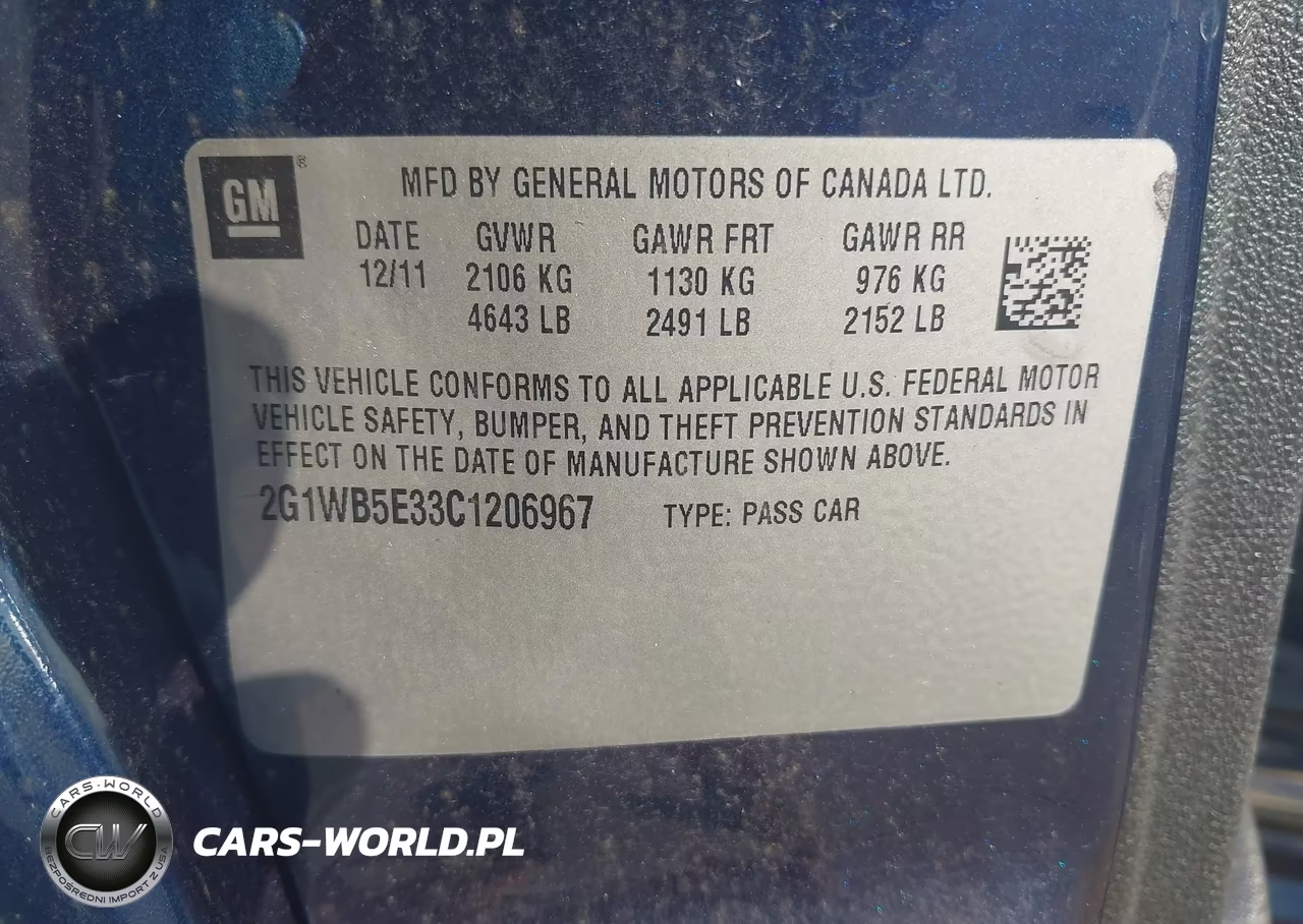 2012 Chevrolet Impala Lt VIN:2G1WB5E33C1206967 - 9