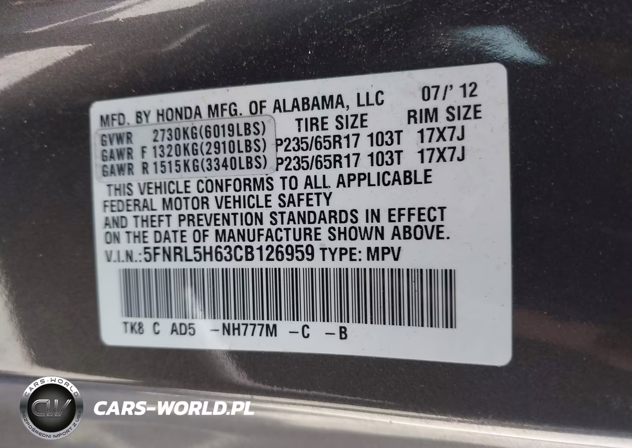 2012 Honda Odyssey Ex-L VIN:5FNRL5H63CB126959 - 9