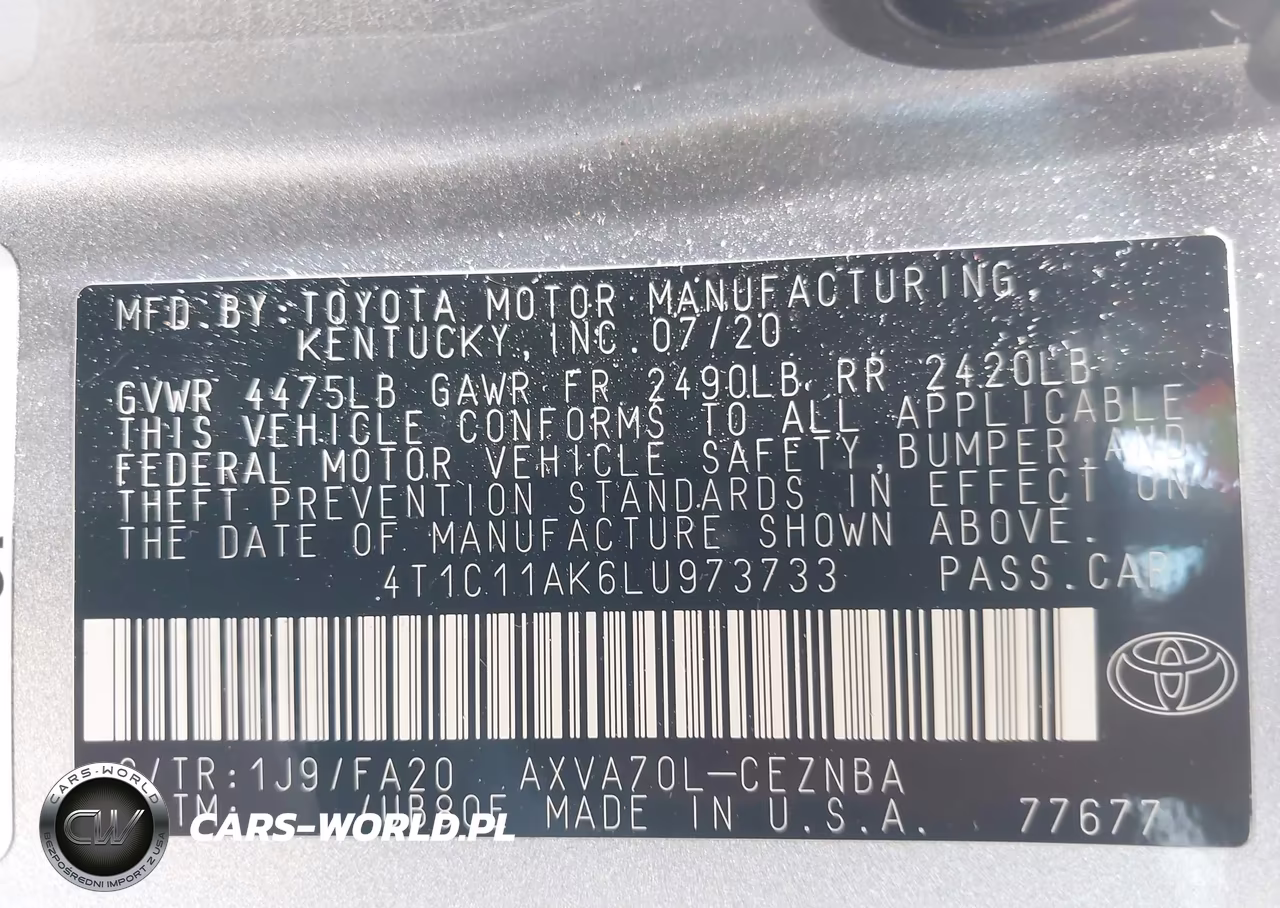 2020 Toyota Camry Le VIN:4T1C11AK6LU973733 - 9