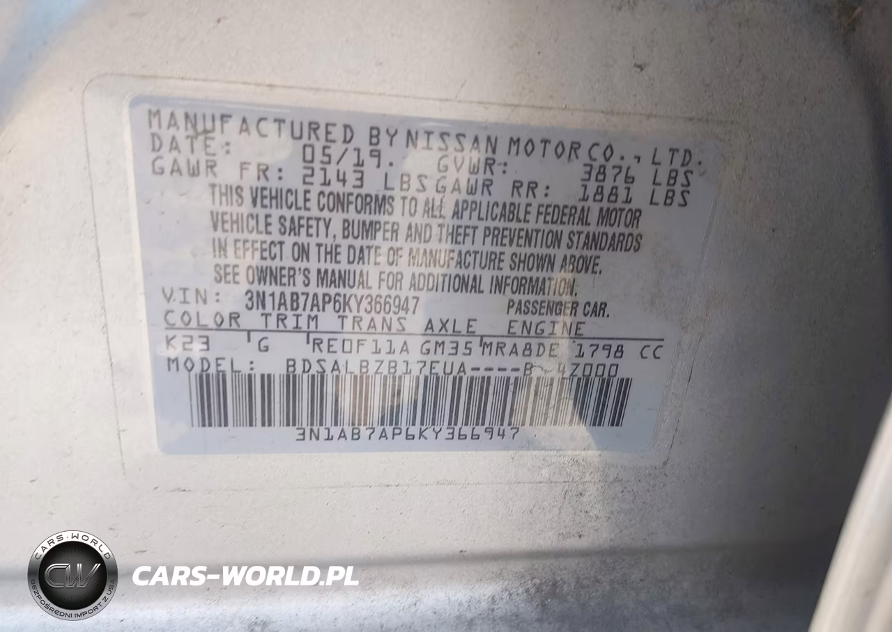 2019 Nissan Sentra S VIN:3N1AB7AP6KY366947 - 9