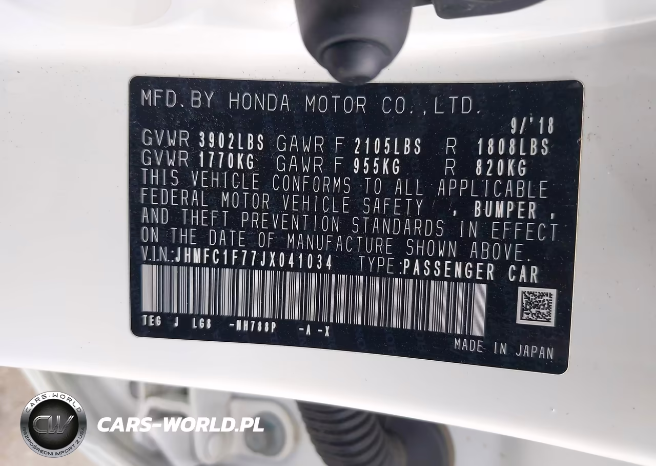 2018 Honda Civic Ex-L VIN:JHMFC1F77JX041034 - 9