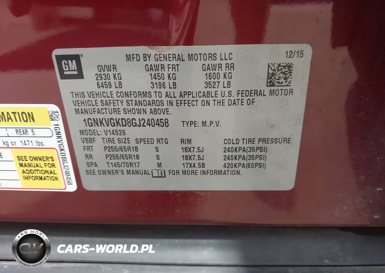 2016 Chevrolet Traverse 1Lt VIN:1GNKVGKD8GJ240458 - 9