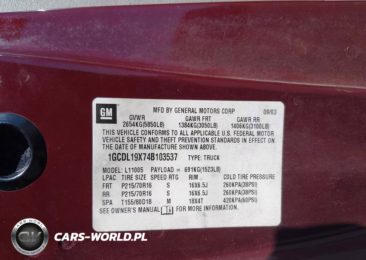2004 Chevrolet Astro VIN:1GCDL19X74B103537 - 9