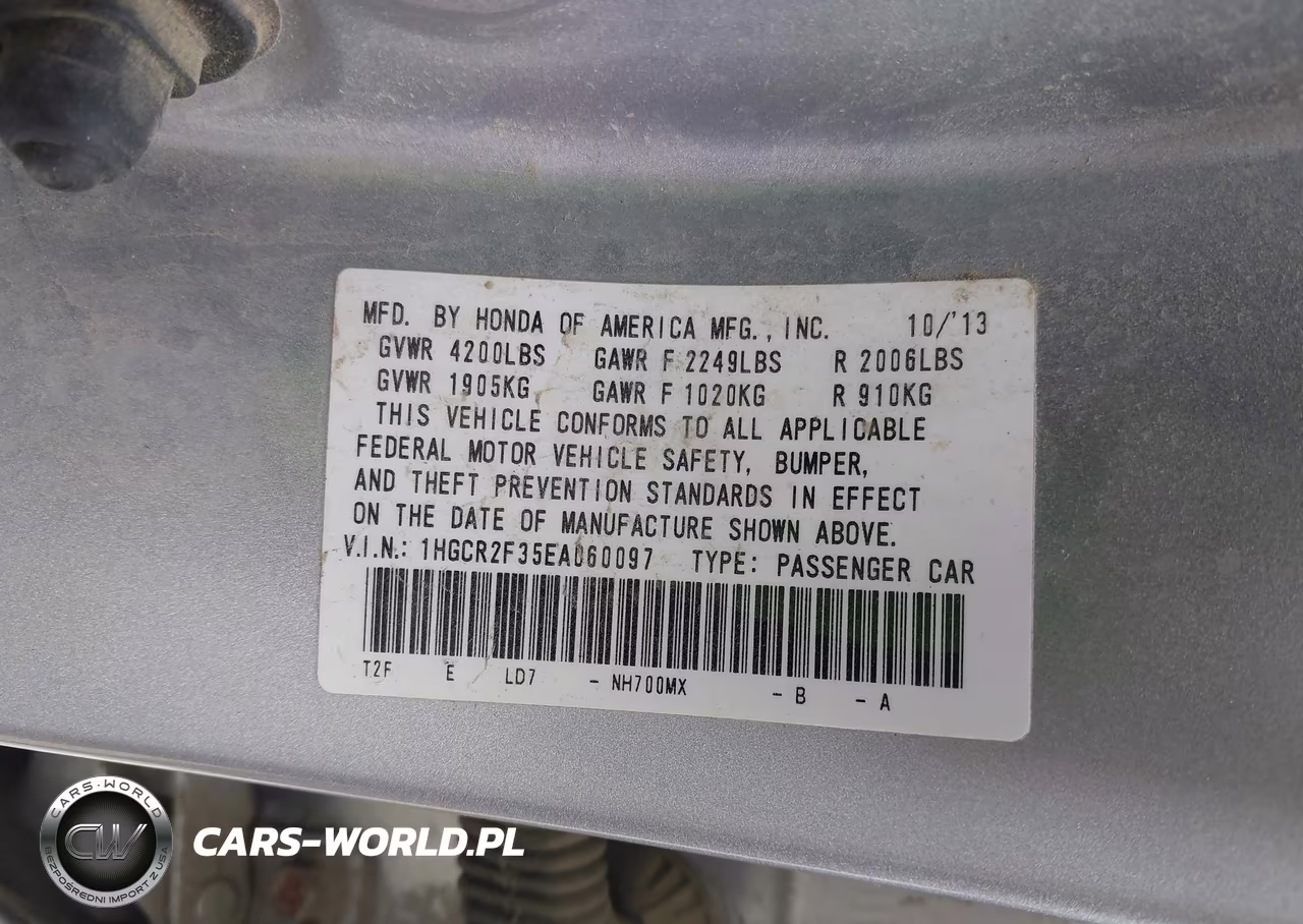 2014 Honda Accord Lx VIN:1HGCR2F35EA060097 - 9