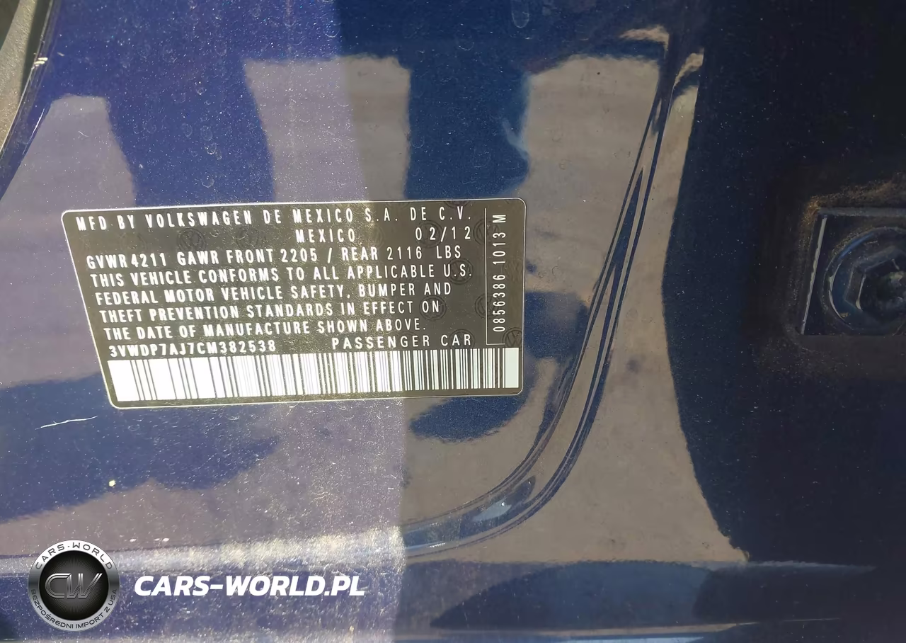 2012 Volkswagen Jetta 2.5L Se VIN:3VWDP7AJ7CM382538 - 9