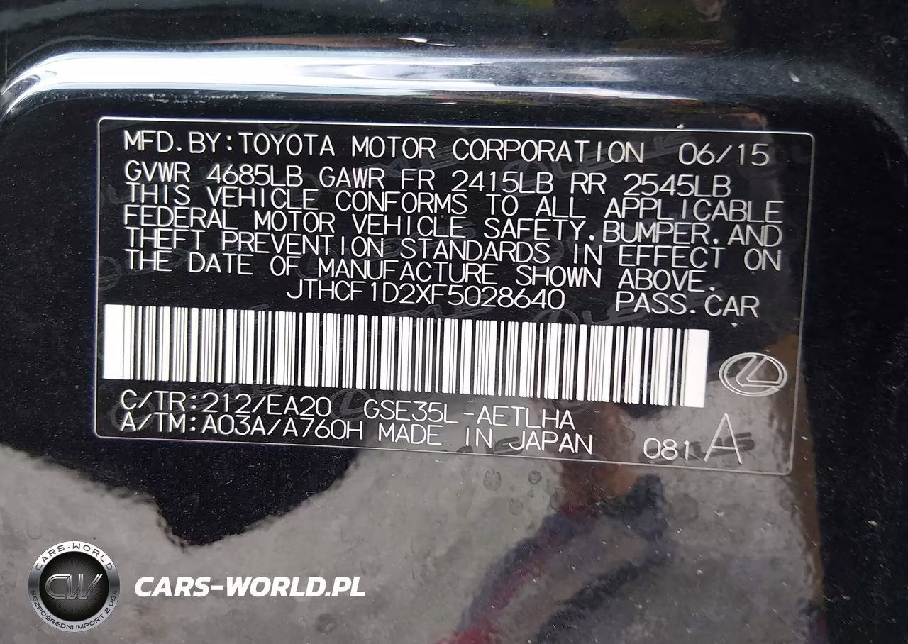 2015 Lexus Is 250 VIN:JTHCF1D2XF5028640 - 9