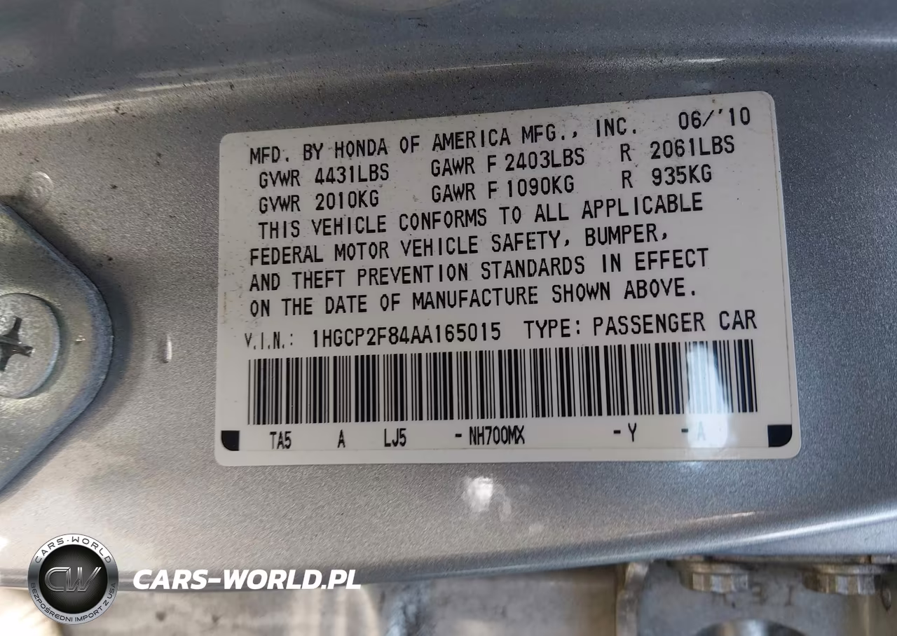 2010 Honda Accord 2.4 Ex-L VIN:1HGCP2F84AA165015 - 9
