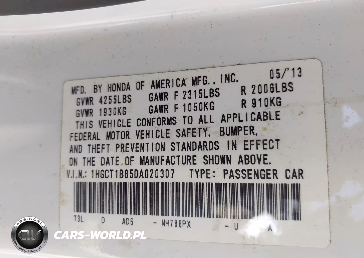 2013 Honda Accord Ex-L VIN:1HGCT1B85DA020307 - 9