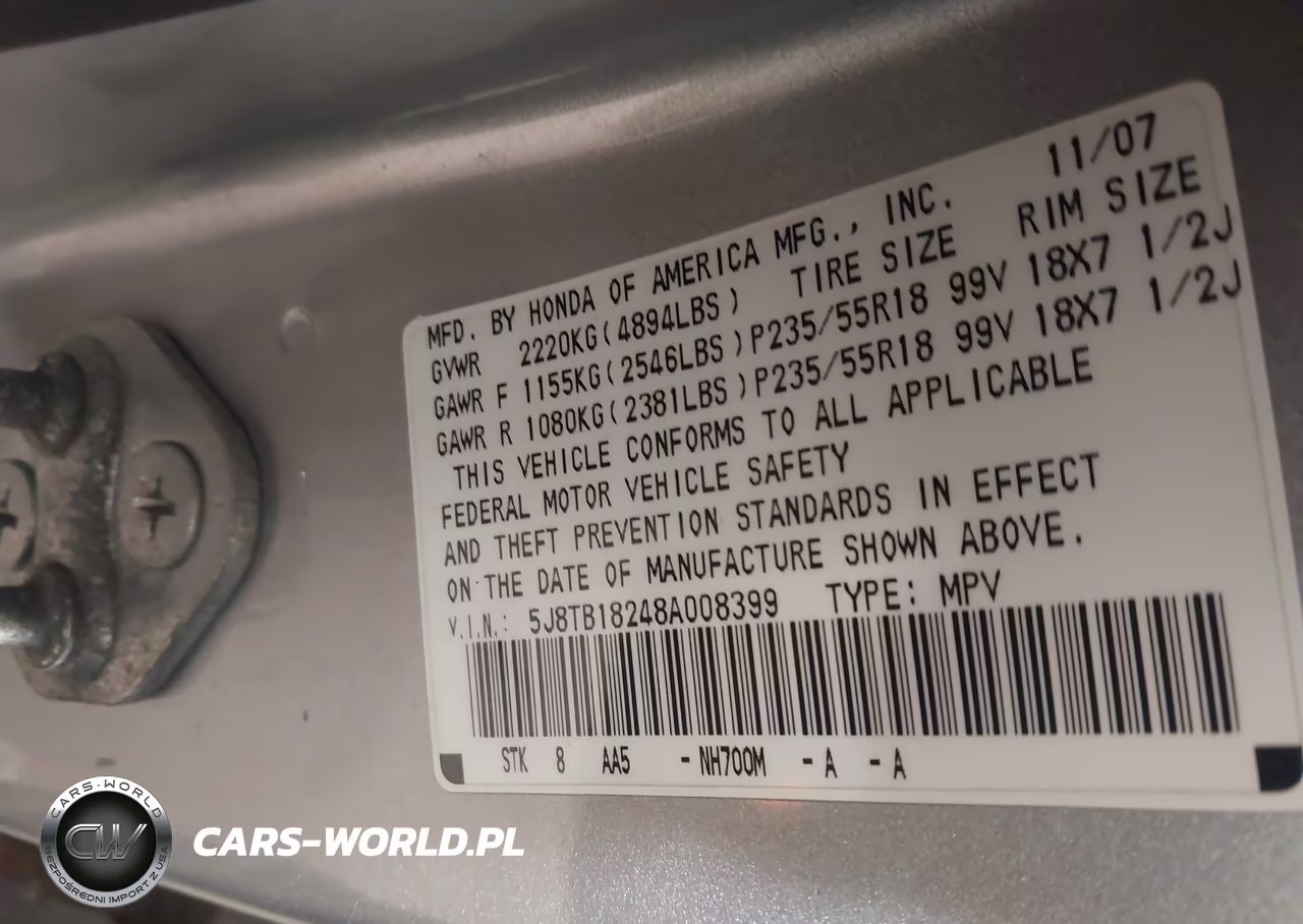 2008 Acura Rdx VIN:5J8TB18248A008399 - 9