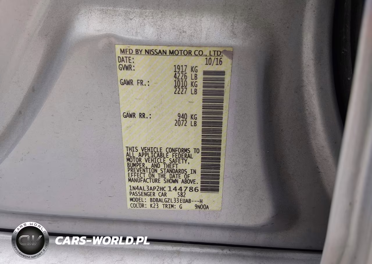 2017 Nissan Altima 2.5 S VIN:1N4AL3AP2HC144786 - 9