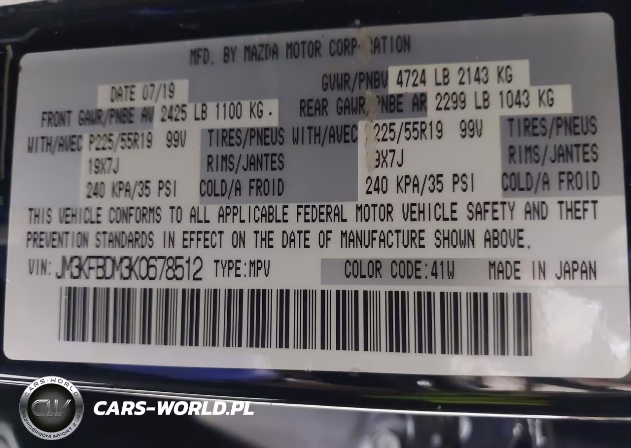 2019 Mazda Cx-5 Grand Touring VIN:JM3KFBDM3K0678512 - 9