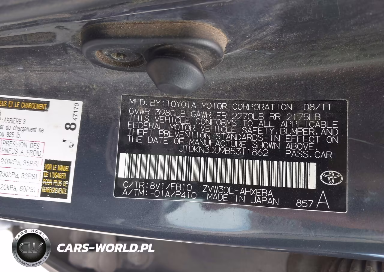 2011 Toyota Prius Two VIN:JTDKN3DU9B5311862 - 9