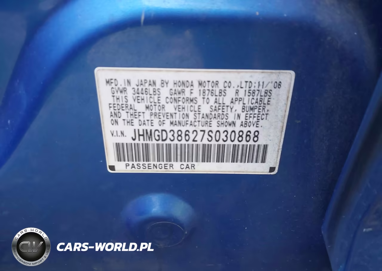 2007 Honda Fit Sport VIN:JHMGD38627S030868 - 9