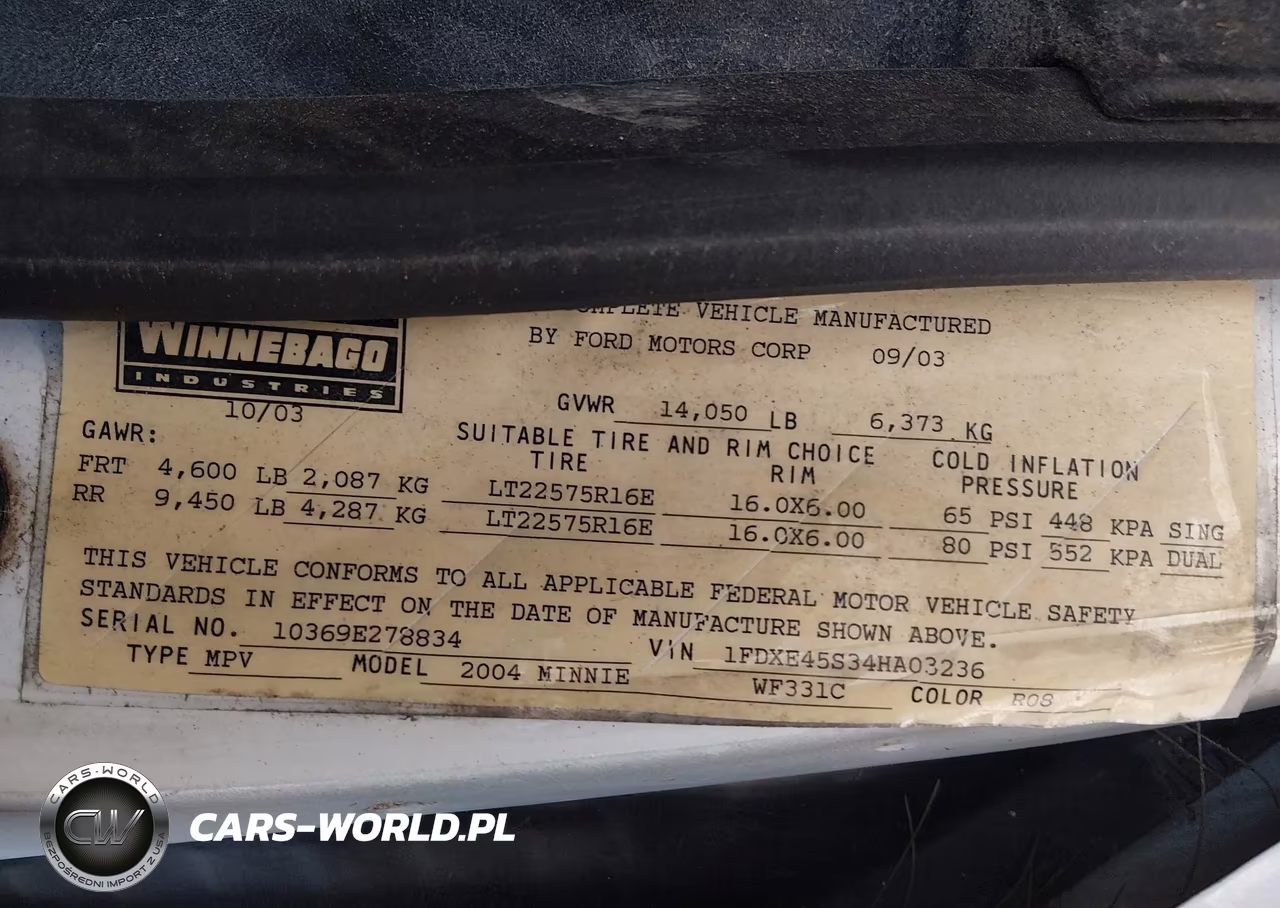 2004 Ford E-450 Cutaway Standard VIN:1FDXE45S34HA03236 - 8