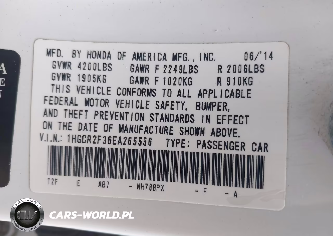 2014 Honda Accord Lx VIN:1HGCR2F36EA265556 - 9