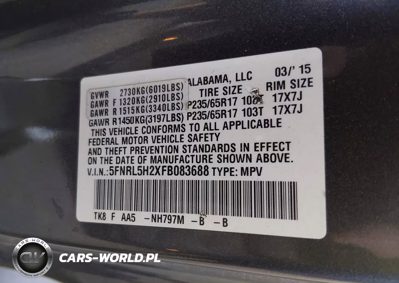 2015 Honda Odyssey Lx VIN:5FNRL5H2XFB083688 - 9