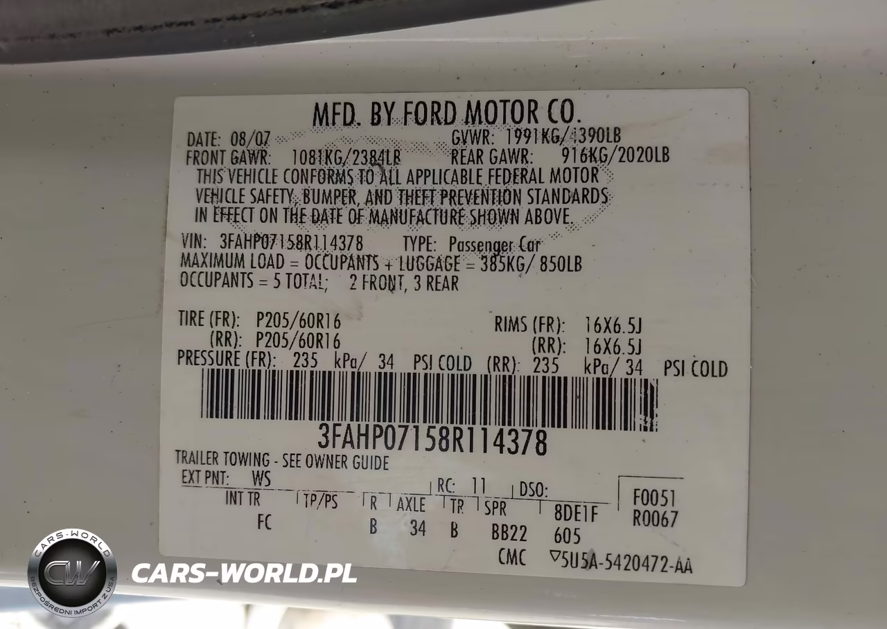 2008 Ford Fusion Se VIN:3FAHP07158R114378 - 9