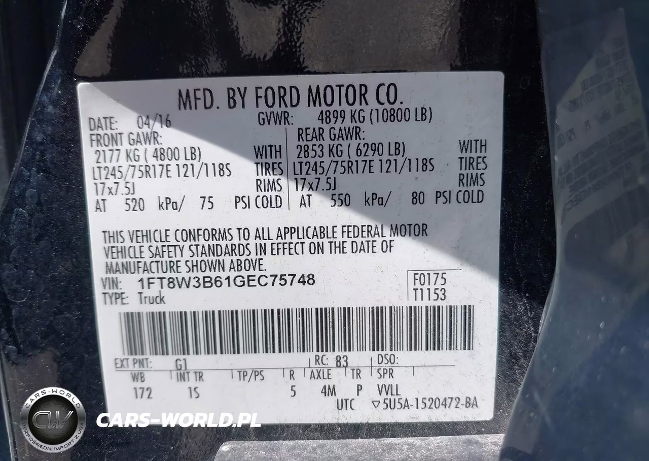 2016 Ford F-350 Xl VIN:1FT8W3B61GEC75748 - 9