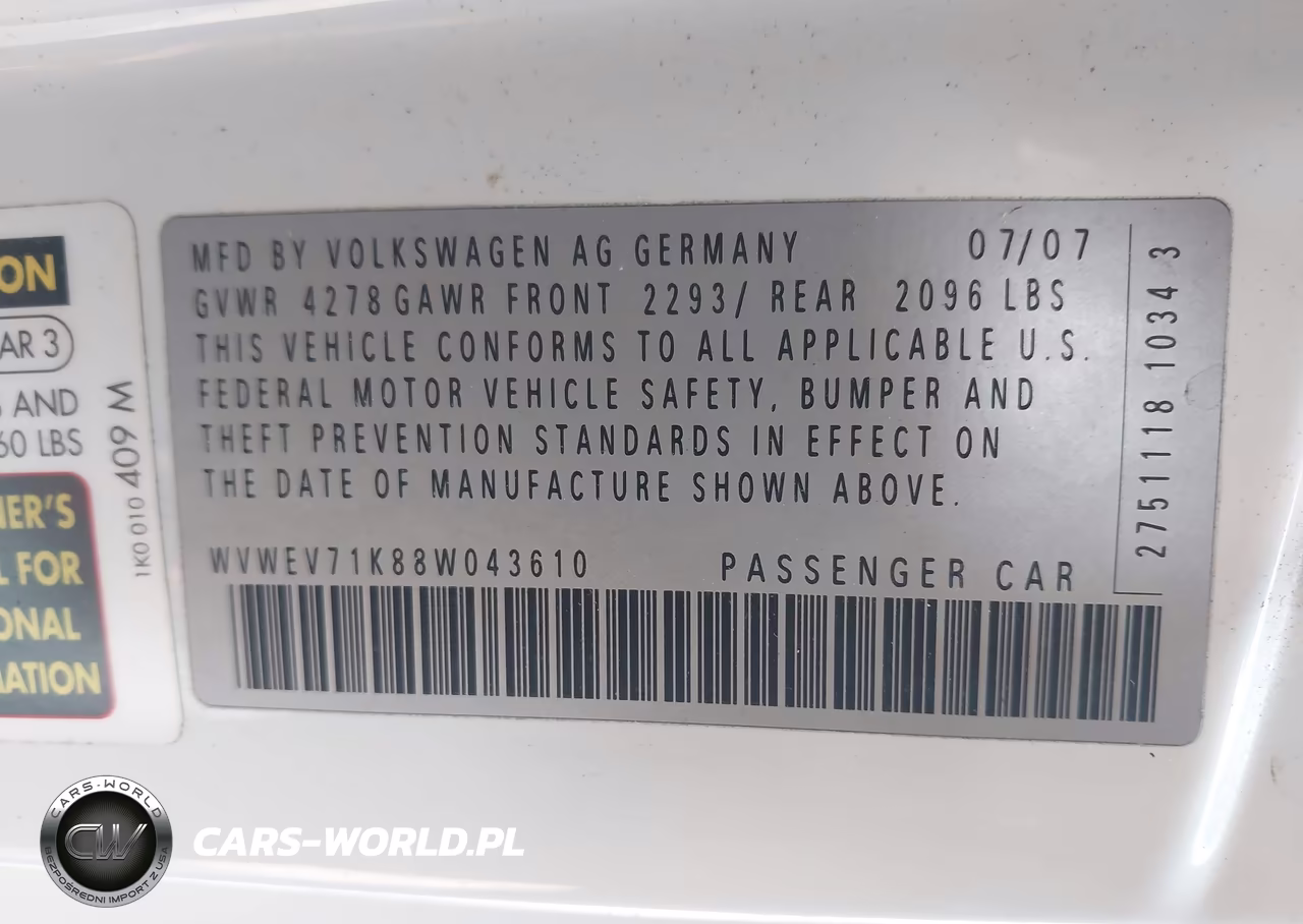2008 Volkswagen Gti 2-Door VIN:WVWEV71K88W043610 - 9