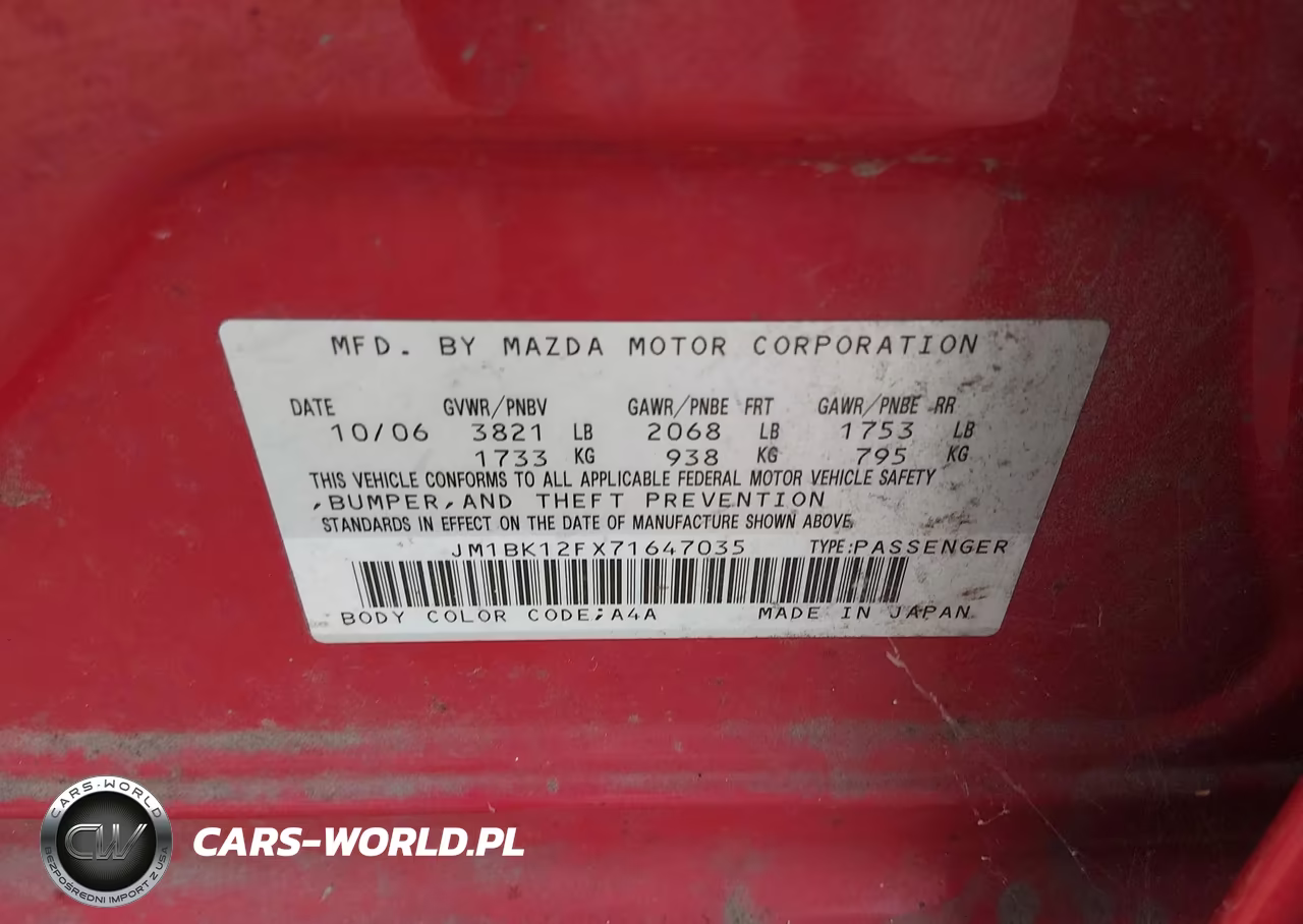 2007 Mazda Mazda3 I VIN:JM1BK12FX71647035 - 9
