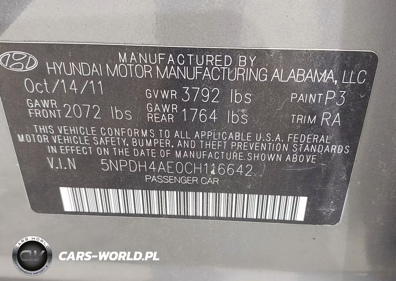 2012 Hyundai Elantra Gls VIN:5NPDH4AE0CH116642 - 9