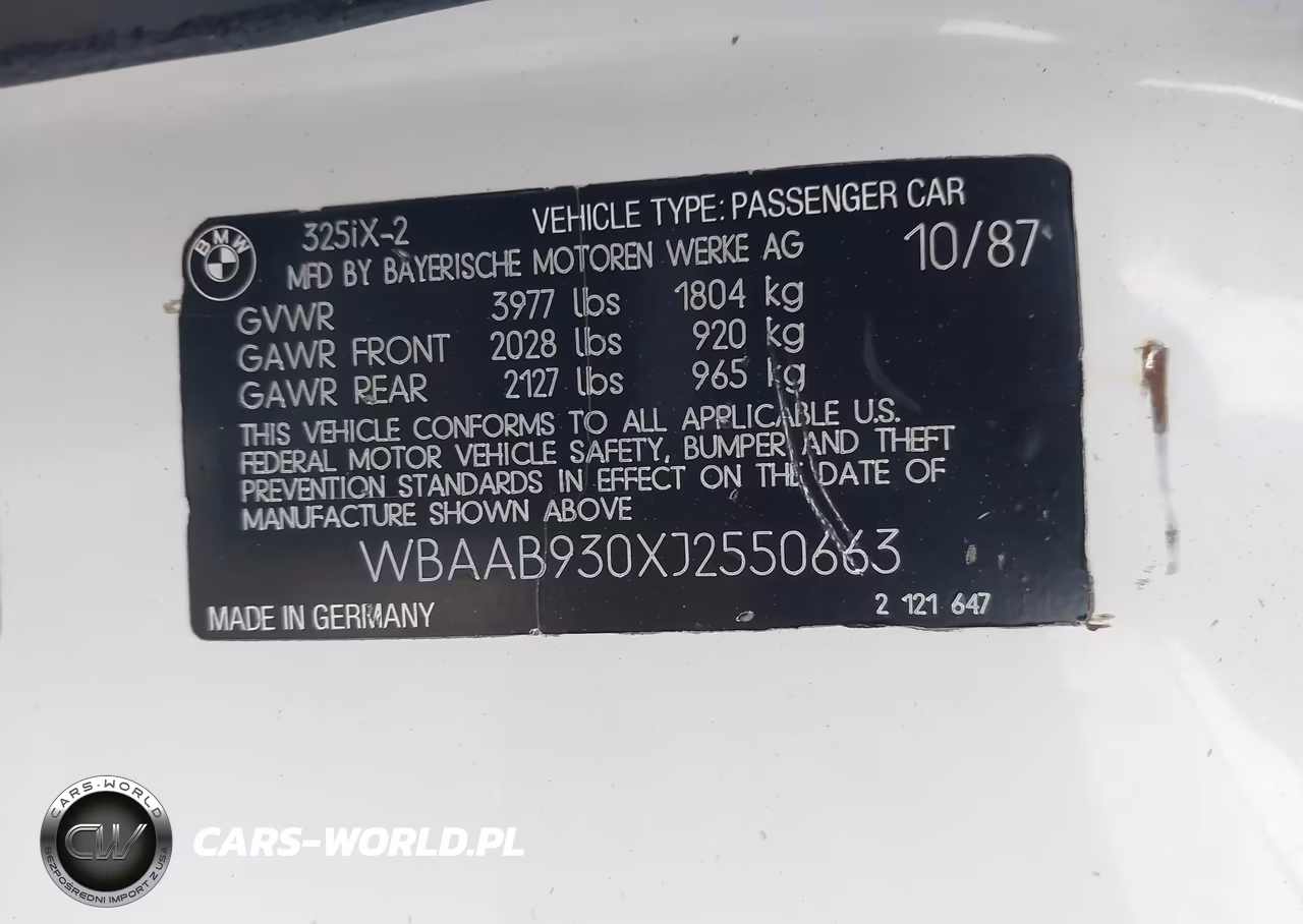 1988 BMW 325 Ix VIN:WBAAB930XJ2550663 - 9