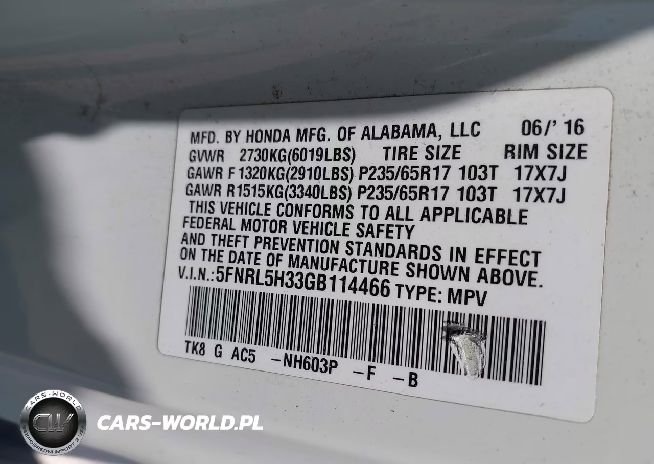 2016 Honda Odyssey Se VIN:5FNRL5H33GB114466 - 9