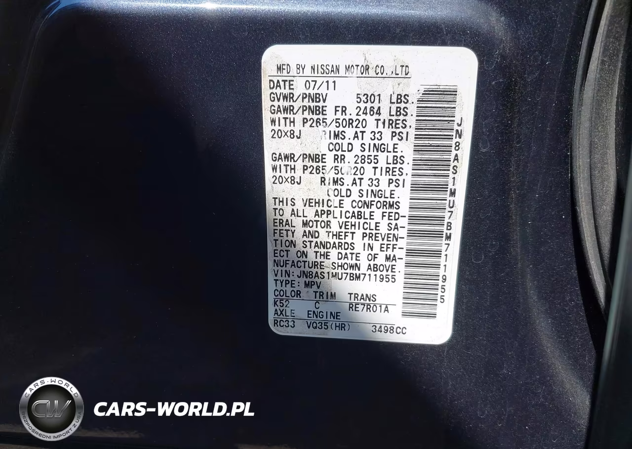 2011 Infiniti Fx35 VIN:JN8AS1MU7BM711955 - 9