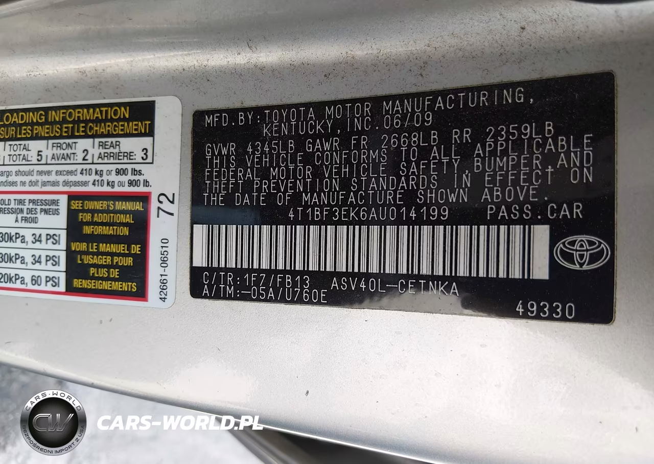 2010 Toyota Camry VIN:4T1BF3EK6AU014199 - 9
