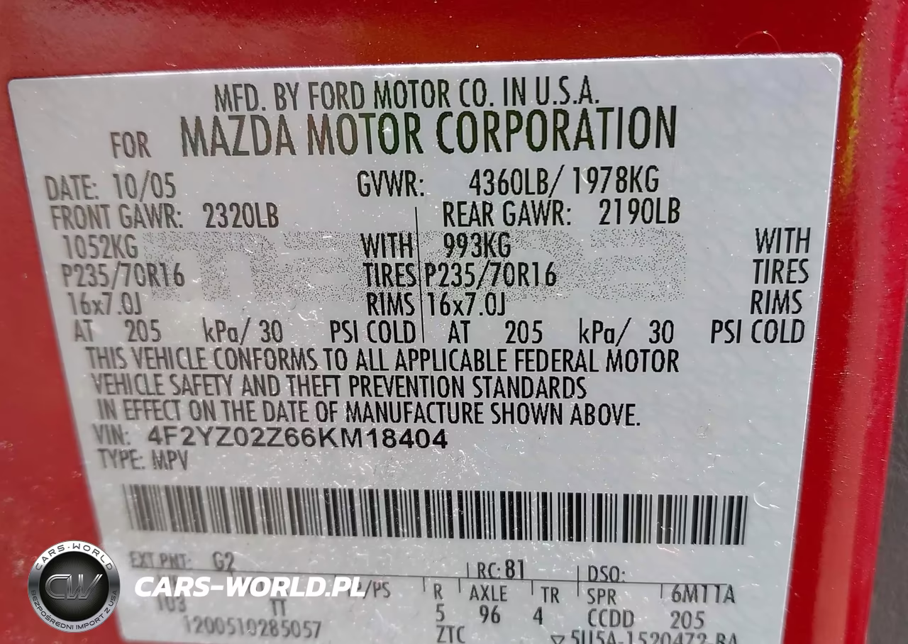 2006 Mazda Tribute I VIN:4F2YZ02Z66KM18404 - 9