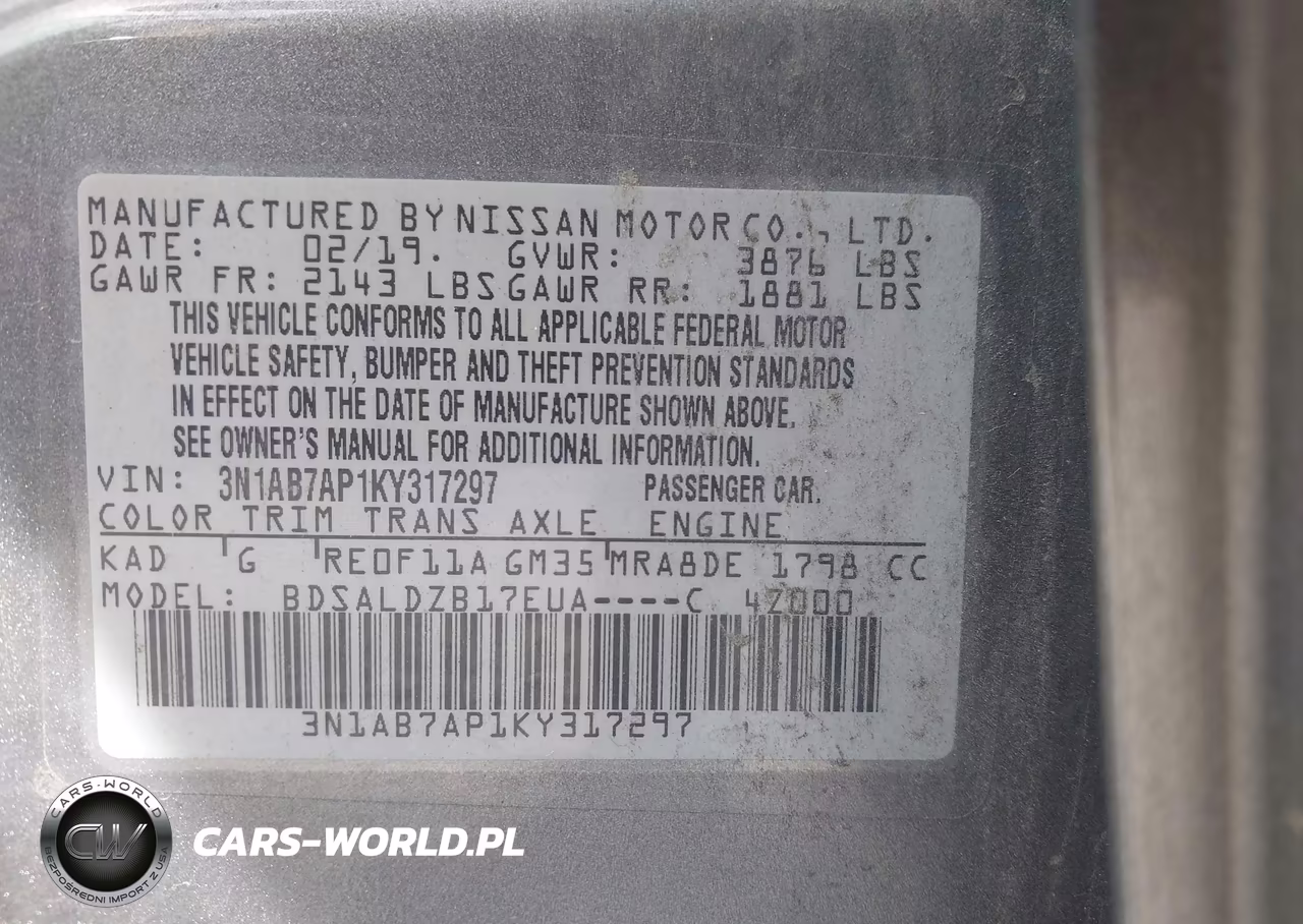 2019 Nissan Sentra Sv VIN:3N1AB7AP1KY317297 - 9