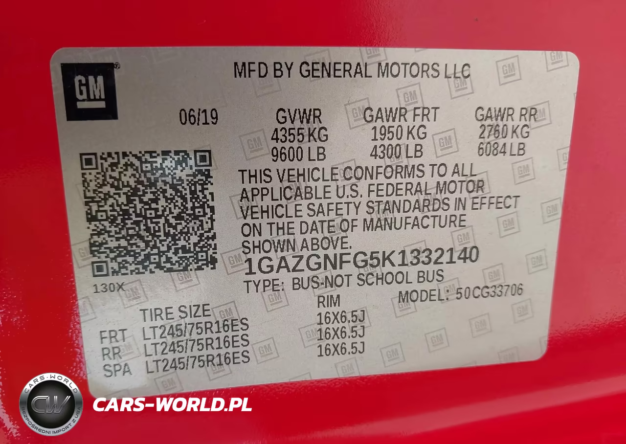 2019 Chevrolet Express 3500 Ls VIN:1GAZGNFG5K1332140 - 9