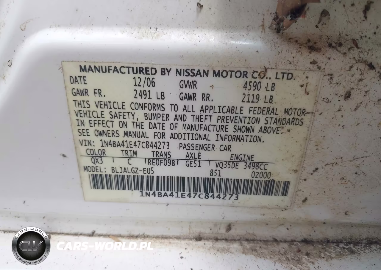 2007 Nissan Maxima 3.5 Sl VIN:1N4BA41E47C844273 - 9