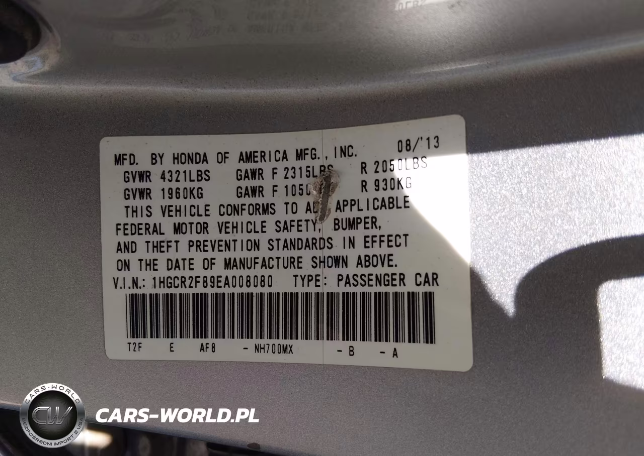 2014 Honda Accord Ex-L VIN:1HGCR2F89EA008080 - 9