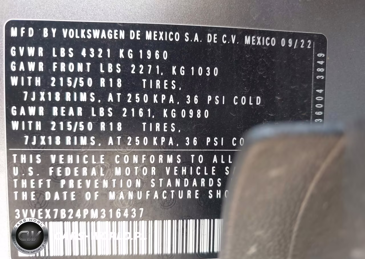 2023 Volkswagen Taos 1.5T Se VIN:3VVEX7B24PM316437 - 9