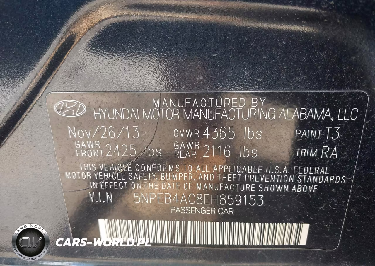 2014 Hyundai Sonata Gls VIN:5NPEB4AC8EH859153 - 9