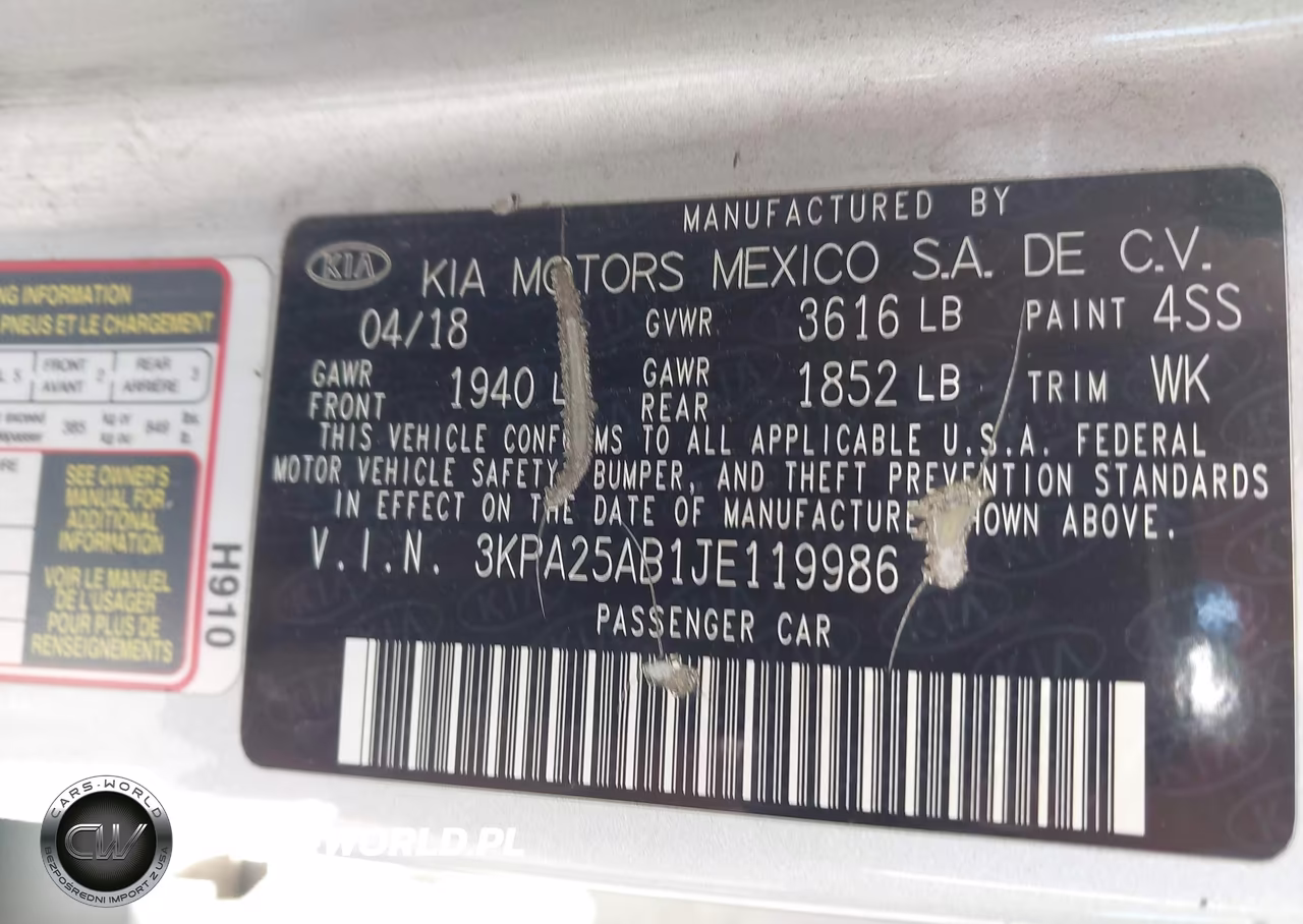 2018 Kia Rio Lx VIN:3KPA25AB1JE119986 - 9