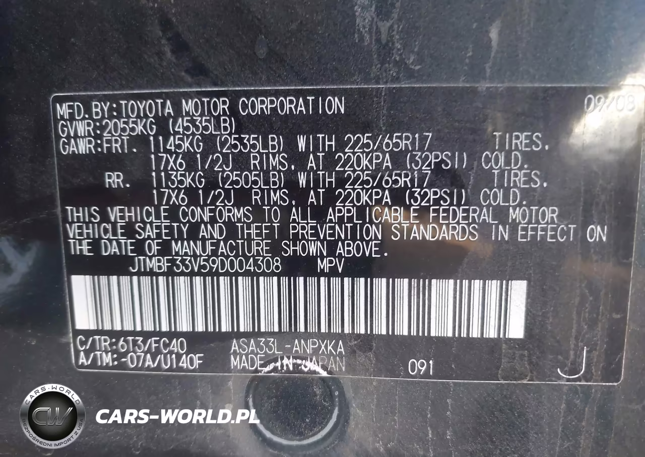 2009 Toyota Rav4 VIN:JTMBF33V59D004308 - 9