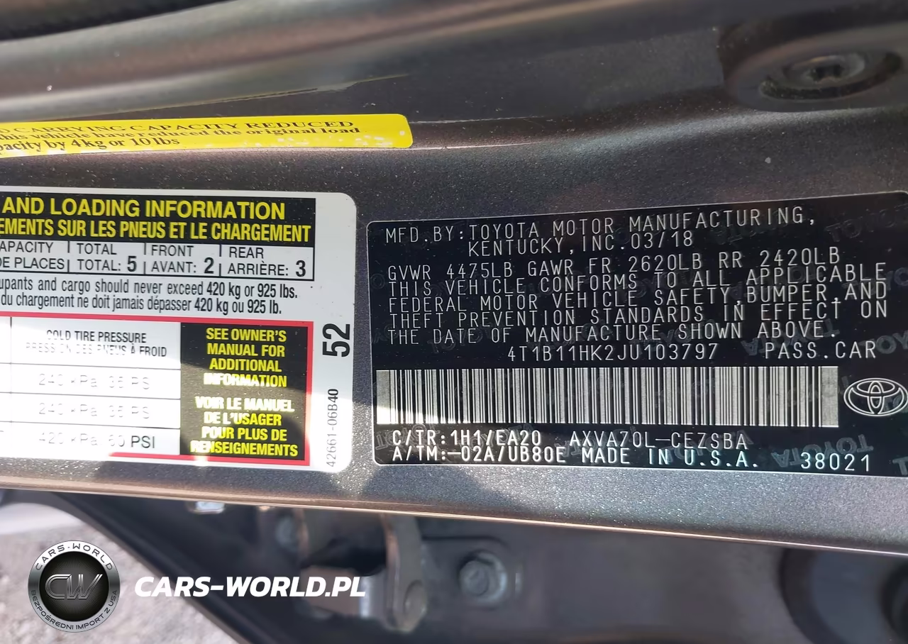 2018 Toyota Camry Se VIN:4T1B11HK2JU103797 - 9
